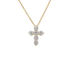 14k Yellow Gold Diamond Cross Pendant .96ctw