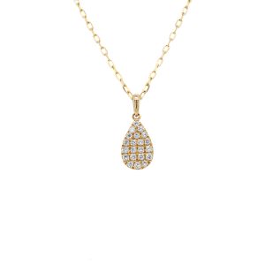14k Yellow Gold Diamond Pear Drop Pendant .14 ctw