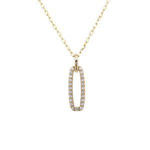 14k Yellow Gold Diamond Rectangular Pendant