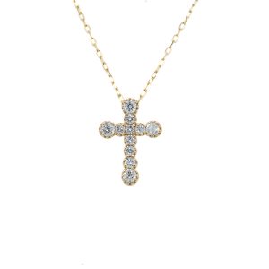 14k Yellow Gold Diamond Cross Pendant .45ctw