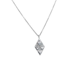 14k White Gold Diamond Diamond-Shaped Pendant