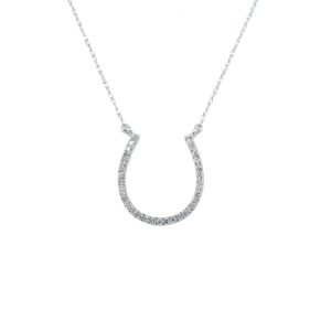 14k White Gold Diamond Horseshoe Necklace