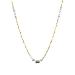 14k Yellow Gold Pierced Diamond Station Necklace