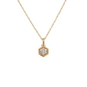 14k Yellow Gold Diamond Honeycomb Charm/Pendant