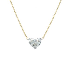 14k Two Tone Gold Diamond Heart Necklace