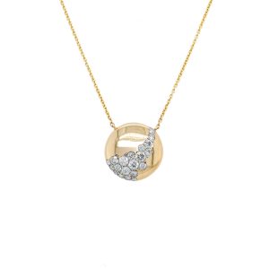 14k Yellow Gold Diamond Puff Pendant