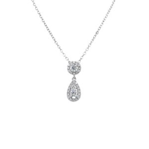 14k White Gold Diamond Drop Pendant