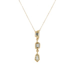 14k Yellow Gold Diamond Fancy Shape Necklace