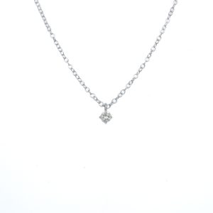 14k White Gold Diamond Solitaire Pendant .09ct