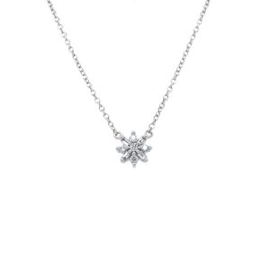 10k White Gold Diamond Cluster Star Necklace