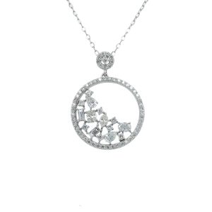 14k White Gold Diamond Sprinkle Cluster Pendant