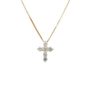 14k Yellow Gold Diamond Cross Pendant
