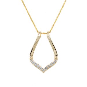 14k Yellow Gold Diamond Ring Holder Pendant