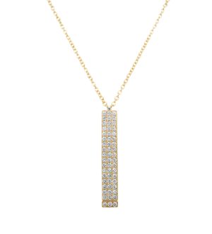 14k Yellow Gold Diamond Vertical Bar Hidden Message Pendant