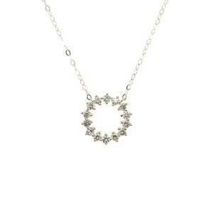 10k Yellow Gold Diamond Open Circle Necklace