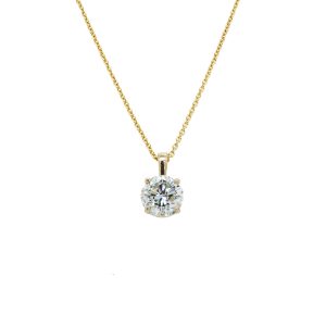 14k Yellow Gold Diamond Solitaire Pendant .90ct