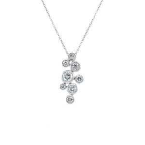 14k White Gold Diamond Bezel Cluster Pendant