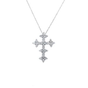 14k White Gold Diamond Cross Pendant .30ctw