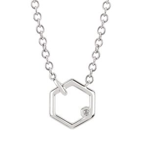 Diva Diamonds Sterling Silver Hexagon Diamond Pendant