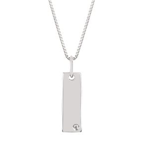 Diva Diamonds Sterling Silver Diamond Vertical Bar Pendant