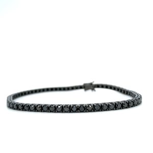 18k Black Rhodium Black Diamond Tennis Bracelet