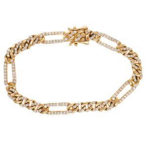 14k Yellow Gold Diamond Chain Link Bracelet