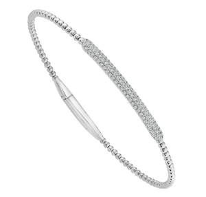 14k White Gold Diamond Bar Flex Bangle