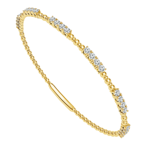 14k Yellow Gold Diamond Bead Flex Bangle