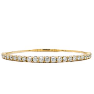 14k Yellow Gold Diamond Flex Bangle 2.98ctw