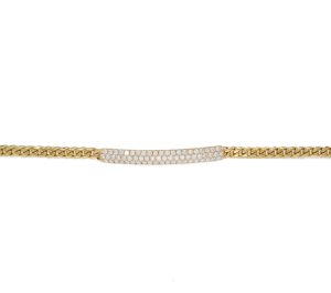 14k Yellow Gold Diamond Bar Curb Link Bracelet