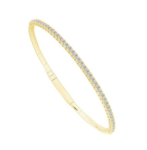 14k Yellow Gold Diamond Line Flex Bangle 1.00ctw