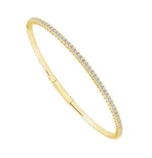 14k Yellow Gold Diamond Flex Bangle Bracelet 1.40ctw