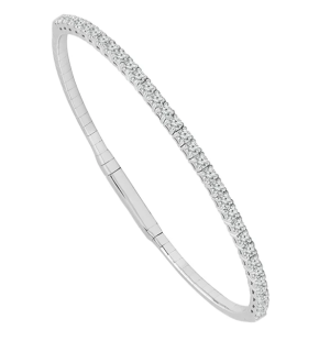 14k White Gold Diamond Flex Bangle Bracelet 1.40ctw