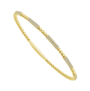 14k Yellow Gold Diamond Beaded Flex Bangle