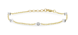 14k Yellow and White Gold Diamond Station Bracelet