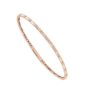 14k Rose Gold Diamond Textured Flex Bangle