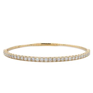 14k Yellow Gold Diamond Flex Bangle Bracelet 1.93ctw