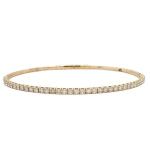 14k Yellow Gold Diamond Flex Bangle Bracelet 1.04ctw