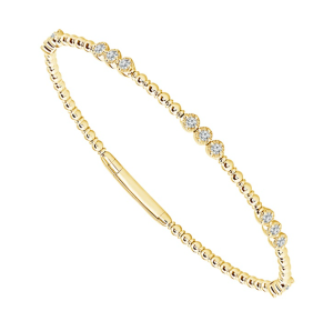 14k Yellow Gold Diamond Bezel Bead Flex Bangle