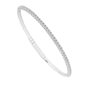 14k White Gold Diamond Flex Bangle 1.00ctw