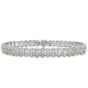 14k White Gold Diamond Three-Row Bracelet 5.80ctw