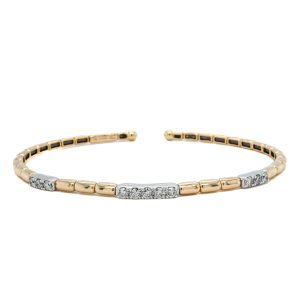 14k Two Tone Gold Diamond Flex Cuff Bracelet