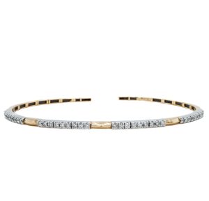 14k Two Tone Gold Diamond Flex Cuff Bracelet