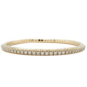 14k Yellow Gold Diamond Stretch Bangle Bracelet