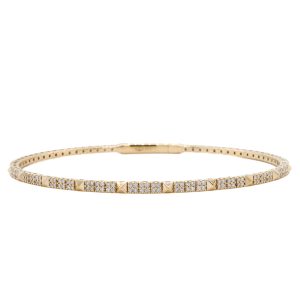 14k Yellow Gold Diamond Spike Flex Bangle