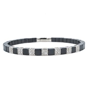 Platinum and Ceramic Diamond Bracelet