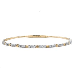 14k Two Tone Gold Diamond Flex Bangle Bracelet .48ctw