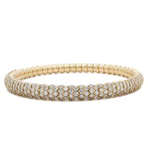 14k Yellow Gold Diamond Stretch Bangle Bracelet