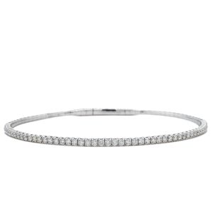 14k White Gold Diamond Flex Bangle Bracelet .74ctw