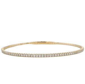 14k Yellow Gold Diamond Flex Bangle Bracelet .74ctw